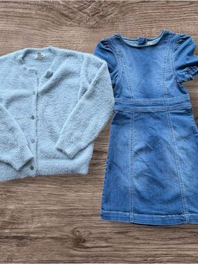 Girls Denim Dress and Sweater Size 7/8 and 10/12